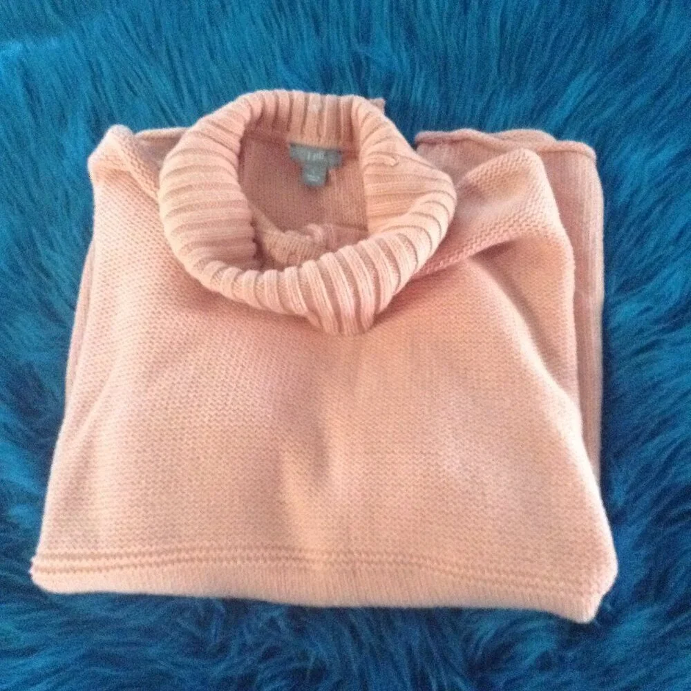 J. Jill Turtle/Cowl neck sweater "L",  Rolled Hem, Girlhoodcore, Eclectic Granny - Picture 4 of 4